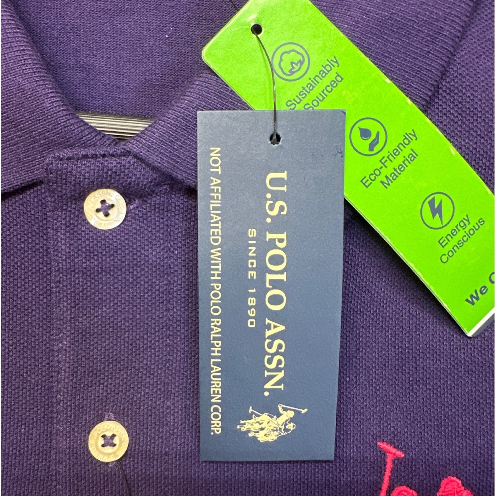 U.S. Polo Assn. Polo Shirt Mens Large Purple NWT Pique Short Sleeve Embroidered image 7