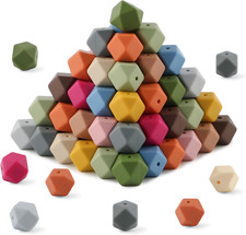 96Pcs Hexagon Silicone Beads, 14Mm Polygon Silicone Beads for Keychain