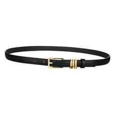 Women Skinny Leather Belt Ladies Thin Medium: fits waist from 30"-36" Black