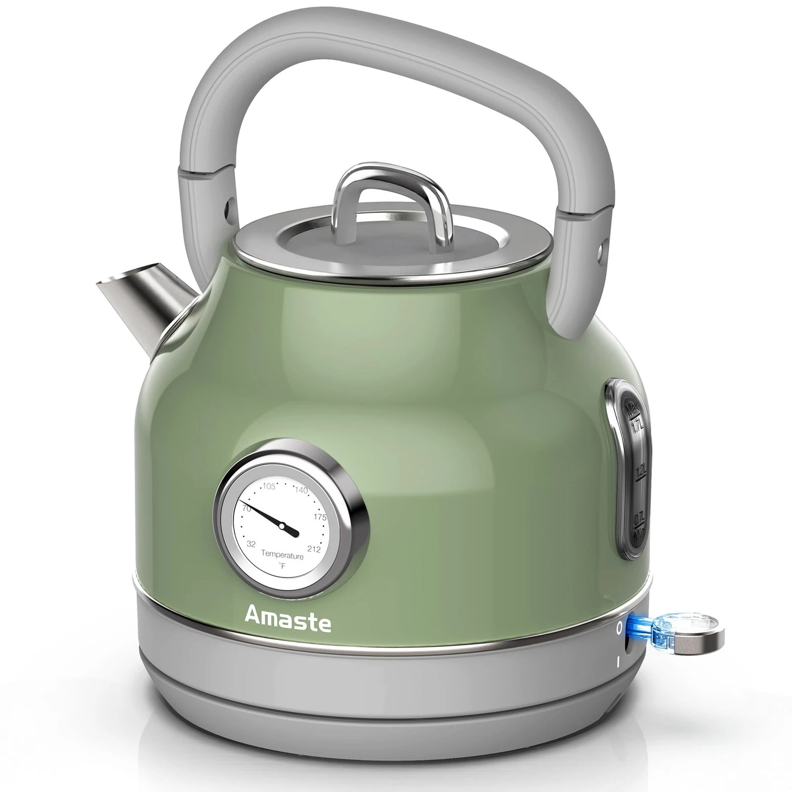 Electric Kettle 57 Oz 1500W Retro 304 Stainless Steel - Fast Boiling for Tea
