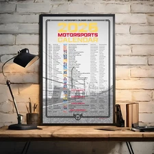 2026 Motorsports Calendar Poster Full NASCAR Race Schedule Racing Fans Best Gift