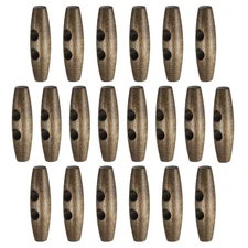 20pcs Wooden Toggle Buttons 45mm 2-Hole Wood Olive Sewing Button, Coffee Brown