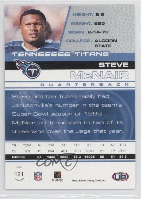 2002 Pacific Heads Up Steve McNair #121 - Image 2 of 2