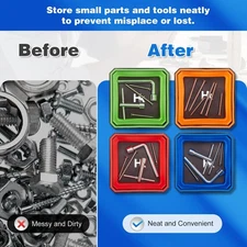 4 Packs Foldable Silicone Magnetic Tool Trays with Magnetic Pick-Up Tool, 4.5in