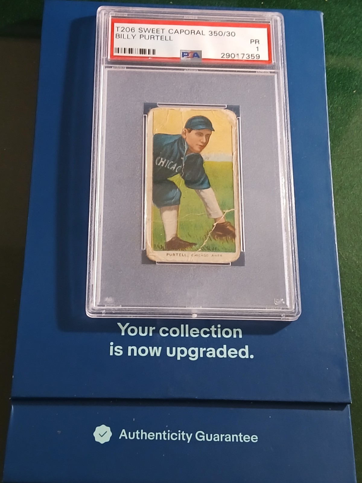 1909 T206 Sweet Caporal 350/30 Billy Purtell PSA 1 RARE Back MLB Baseball