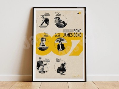 James Bond 60th Anniversary Double 0's Poster Spy Film Art Print No Frame