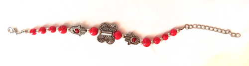Pulsera Mal de Ojo Cuentas Acrílicas Rojas Espaciadores Tono Plateado 7-9 pulgadas Cierre Langosta - Imagen 11 de 16