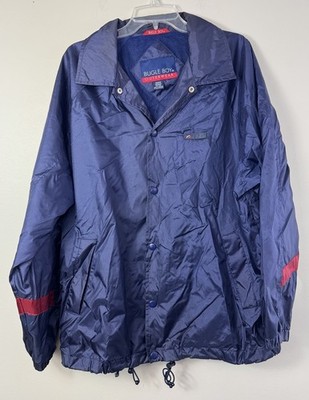 Bugle Boy Outerwear Vintage Men s Medium Nylon Button Up Jacket Blue 90s Pockets