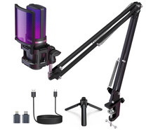 ZealSound Gaming Microphone, USB Mic for PC with Noise Cancellation, RGB, Mute