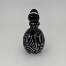 Vintage Black Art Glass Perfume Bottle White ...