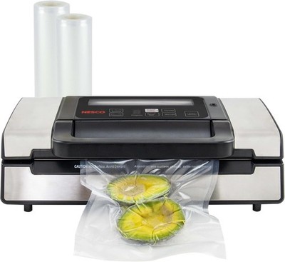 Nesco VS-12 Deluxe Vacuum Sealer w/ Bags & Viewing Lid, 130W, Compact Silver