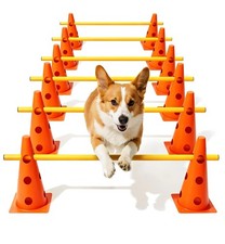 New Best Dog Agility Course Backyard Set, Hurdle Cone Set with Height Adjustable