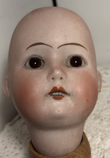 Antique Bisque Head Doll W Goebel Glass Eyes Germany Brown eyes Hair Teeth Parts
