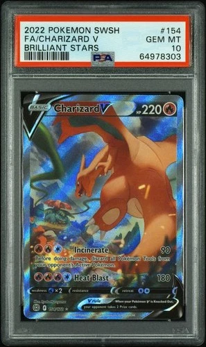PSA 10 GEM MINT Charizard V Brilliant Stars Full Art Holo 2022 Pokemon 154/172