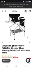 Omysalon 31" Portable Foldable Director Chair Makeup Artist Chair W/ Side Table