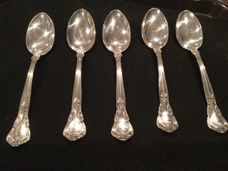 5 HEAVY Gorham Chantilly Sterling Silver Teaspoons 6 5/8 SCRAP or NOT 208gr