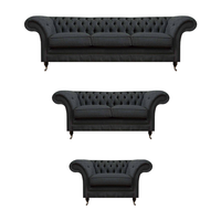 Elegante Graue Chesterfield Wohnzimmer Sofas Designer Couchen 3Tlg Set