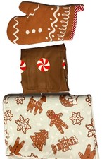 Wondershop Mantel Fácil Cuidado Limpiar Pan de Jengibre + 2 Mitones y Delantal de Horno
