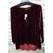 Intro Love The Fit Women's Plus Tunic Velvet Long Sleeve Top Blouse 2X 