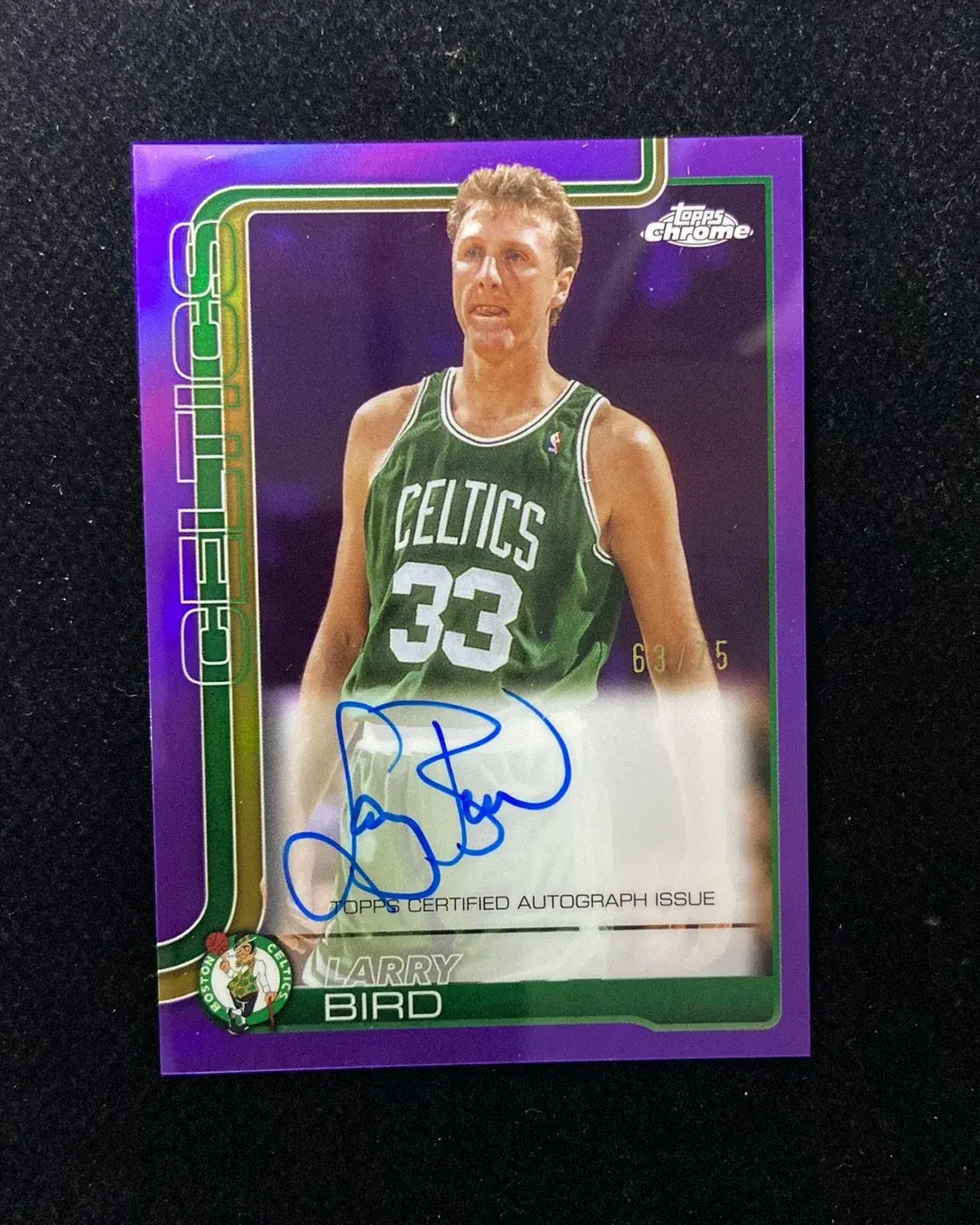 2025-26 Topps Chrome Larry Bird 63/75 Auto Purple Refractor #TCA-LB Celtics MIC