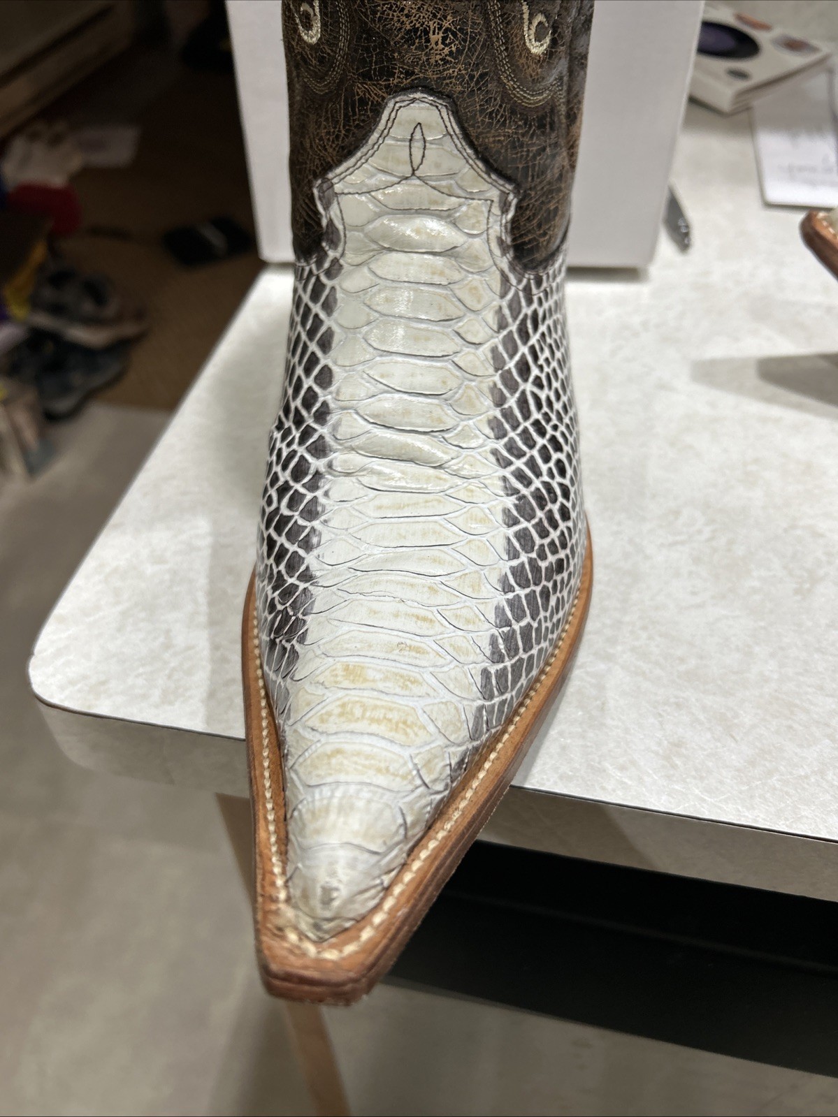 Forastero White Python Reptile Leather Boots Cowb… - image 7