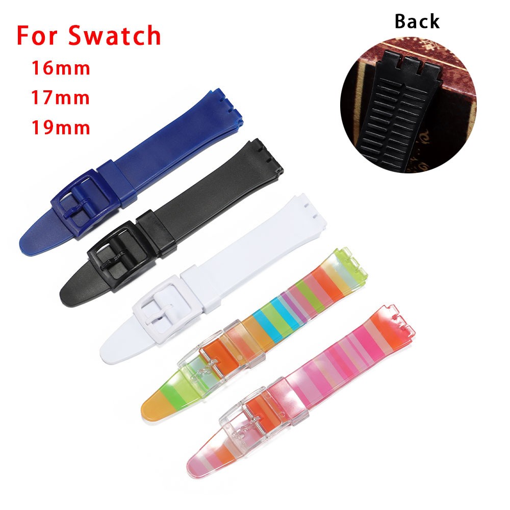 Soft Silicone Watch Band for Swatch 16/17/19mm Rubber Strap Sports Replacement