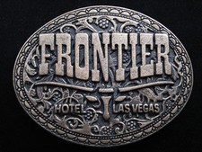 RF09123 VINTAGE 1970s  FRONTIER HOTEL LAS VEGAS  COMMEMORATIVE BELT BUCKLE