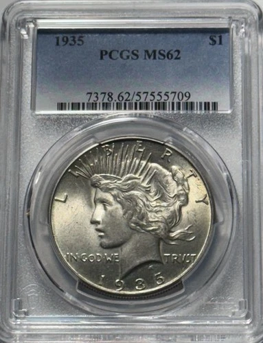 1935 Peace Silver Dollar PCGS MS62