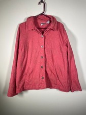 90's Vintage Chico's Design Coral Salmon Pink Embroidered Button Jacket 3 XL 