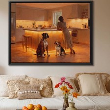 Dog Beagle Oil Painting Canvas Print Vintage Wall Art Kitchen Decor Boxer Art