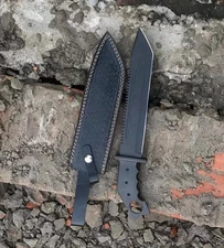 CUSTOM HANDMADE CARBON STEEL MICARTA HANDLE HUNTING SURVIVAL BOWIE KNIFE FULL TA