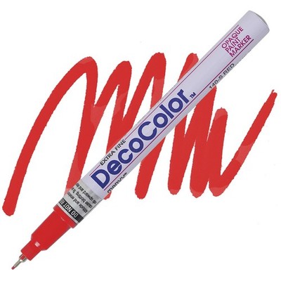 DecoColor, Paint Marker, Red Ink, Extra Fine Point, Permanent, Oil Based, Opaque
