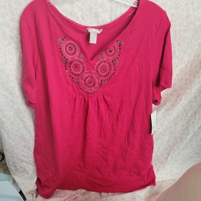 White Stag Women Top xxl (20) 100% Cotton  Bogo w stud sequins