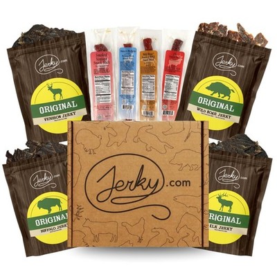 Jerky.com Exotic Jerky Gift Box 8pc Venison Elk Wild Boar Buffalo Snacks