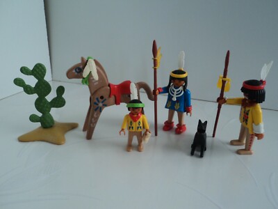 PLAYMOBIL Vintage Western - Set 3483 Complet Avec Tipi, Canoë, Indiens, Cavalerie (1980) Boîte