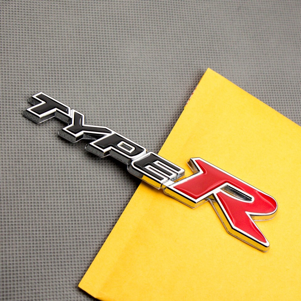 Metal Black & Red Coated Type R Chrome Sport Badge Car Trunk SI Emblem ...