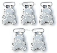 1 5 Lead Free 25mm Bear Shape Suspender Bib Pacifier Dummy Clip Buckle Teething
