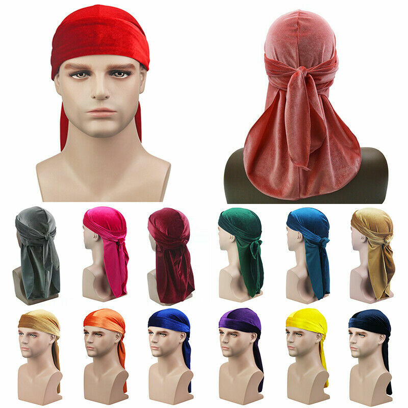APL Cappello unisex velluto coda lunga Durag turbante pirata traspirante bandana 