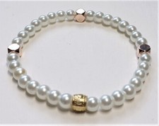 Pearl-Colored Minimalist Beaded Bracelet-7.5 inch Stretchy