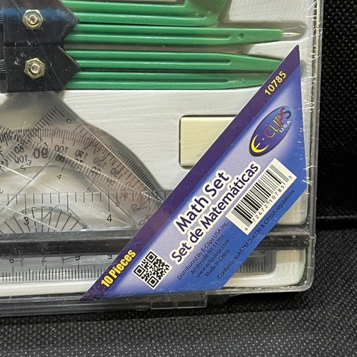 10 Piece Compass Protractor Triangle Ruler Set Math Drafting Drawing Geometry - Picture 3 of 3