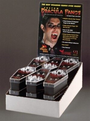 Dracula Fangs Medium Teeth Display Box 12 Pair Prosthetic Custom Fit Halloween 
