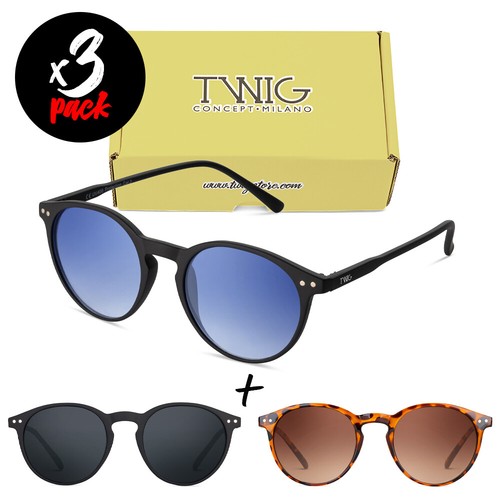 Tris occhiali da sole TWIG Pack WEIL uomo/donna UV400 tondi vintage fashion  | eBay