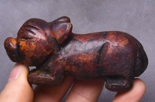 8CM China Hongshan Culture Old Jade Carved Zodiac Year Animal Dog Amulet Pendant