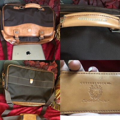 Cutter & Buck Legacy Collection Leather Canvas Brown Messenger Bag Laptop Duffel