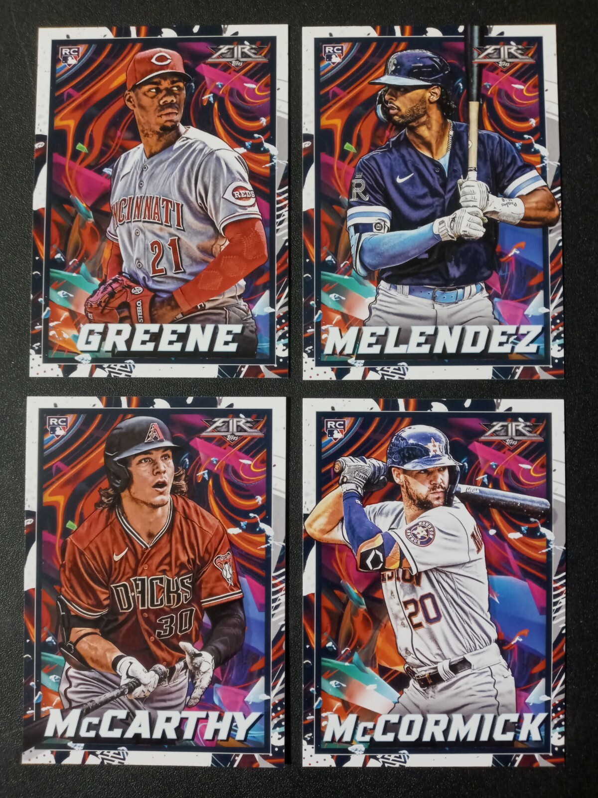 (4) 2022 Topps Fire Hunter Greene RCs # 45,10,30,131 
