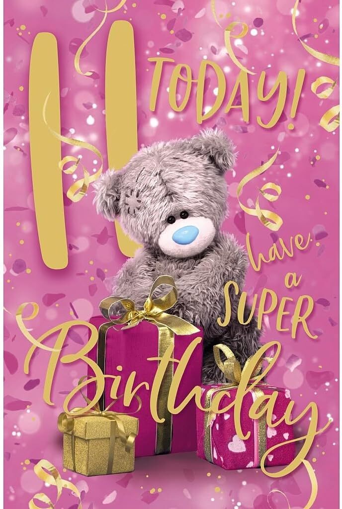 Bear Opening Present 11th Birthday Card - Image 2
