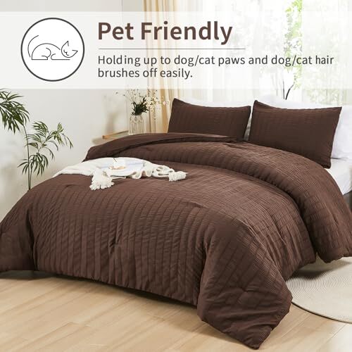  Seersucker California King Comforter Set California King (104''x96'') Brown