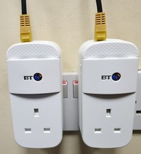 2 x BT Mini Connector 1GB 1000Mbps Powerline Adapters Homeplugs + 2 x Ethernet!