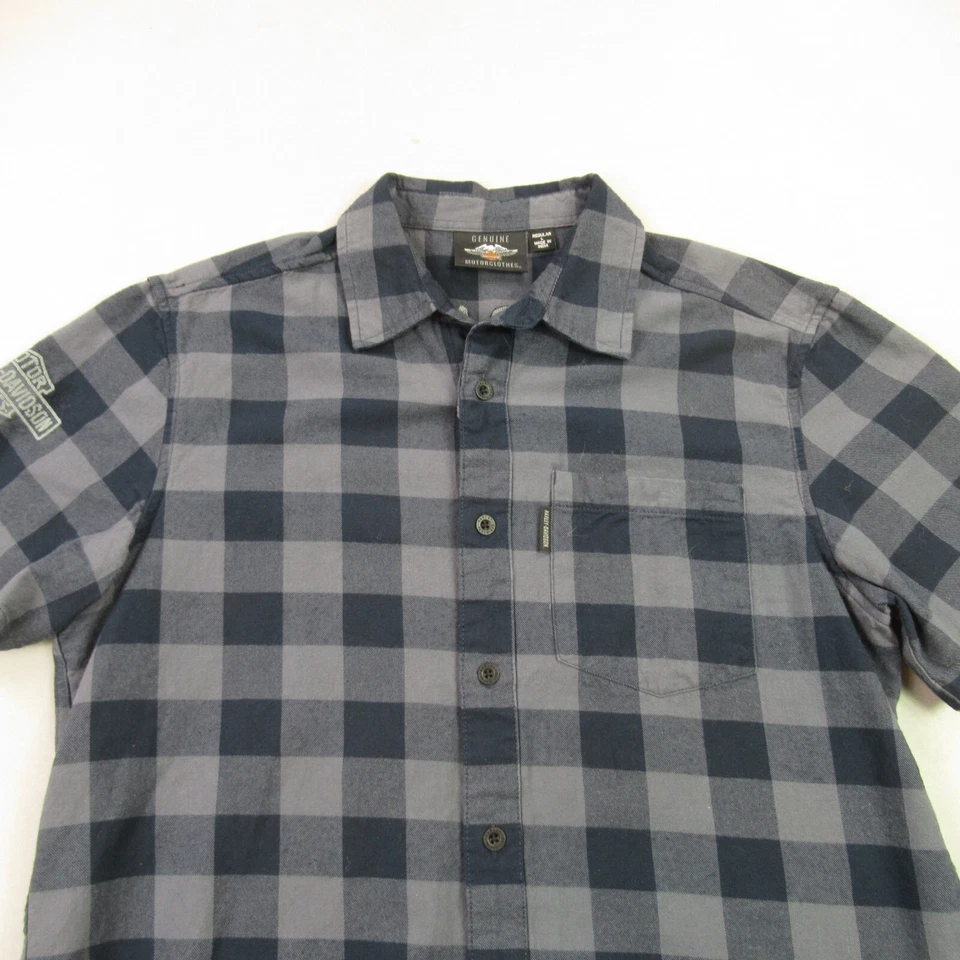 Harley Davidson Shirt Mens Large Short Sleeve Button Front Plaid Pocket Genuine - Image 4 of 4