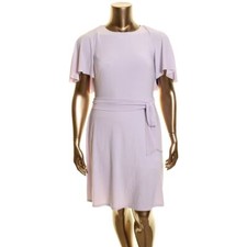 LAUREN RALPH LAUREN NEW Women's Purple Gaelyn Flutter Sleeve A-Line Dress 2 TEDO